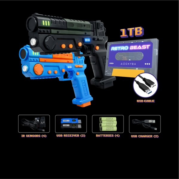 2 Player Set + 1372 GAMES (1TB) / Black and Blue